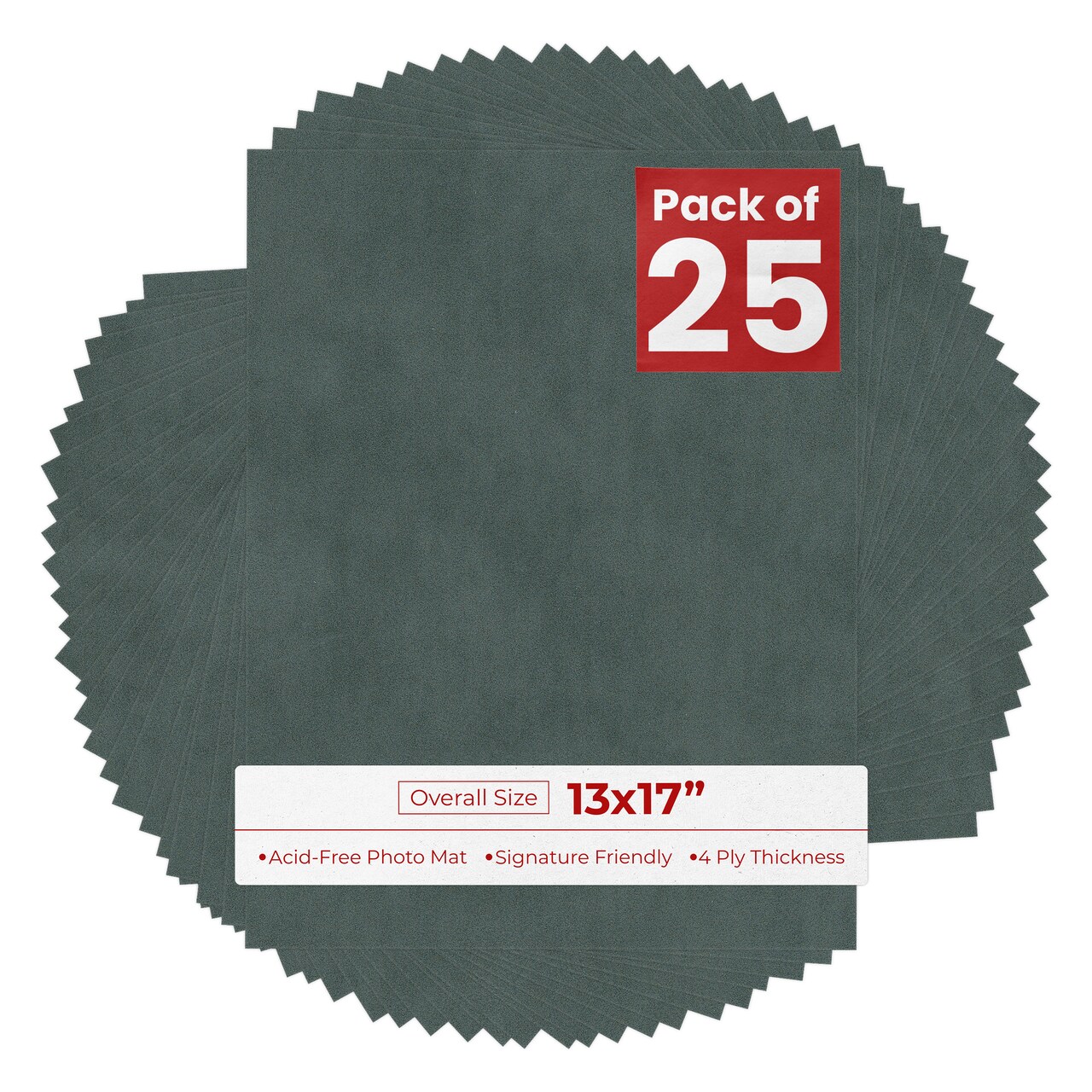 Dark Grey Suede 13x17 Uncut Mat Board - Blank Sheet, No Opening